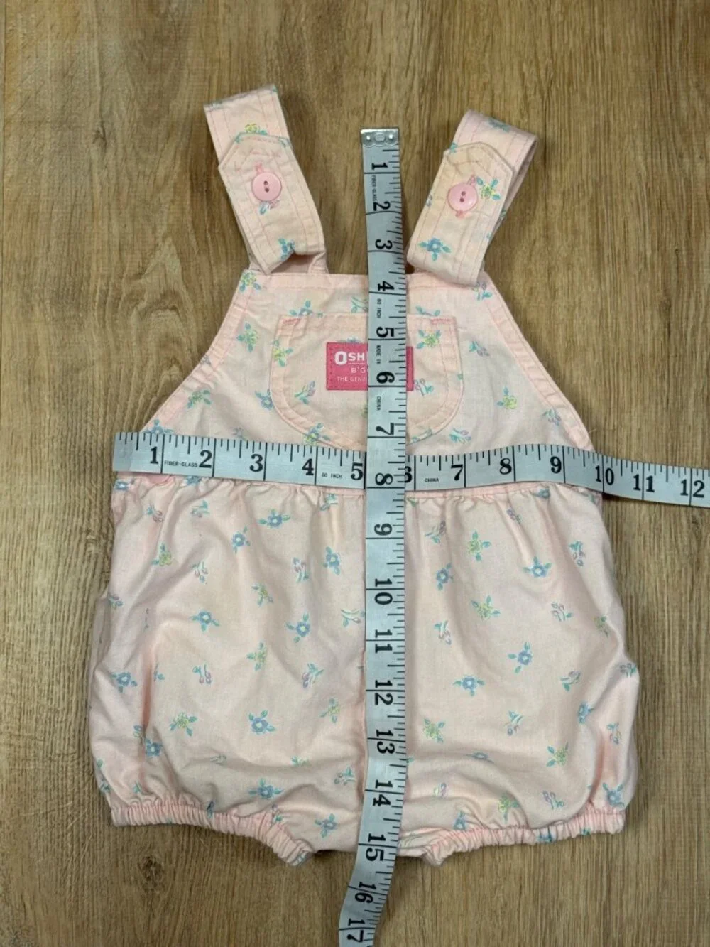90s Osh Kosh B Gosh Pink Floral Baby Bubble Romper 18M Cotton USA